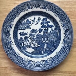 Blue Willow Style Porcelain Salad Plate - Blue and White Churchill England